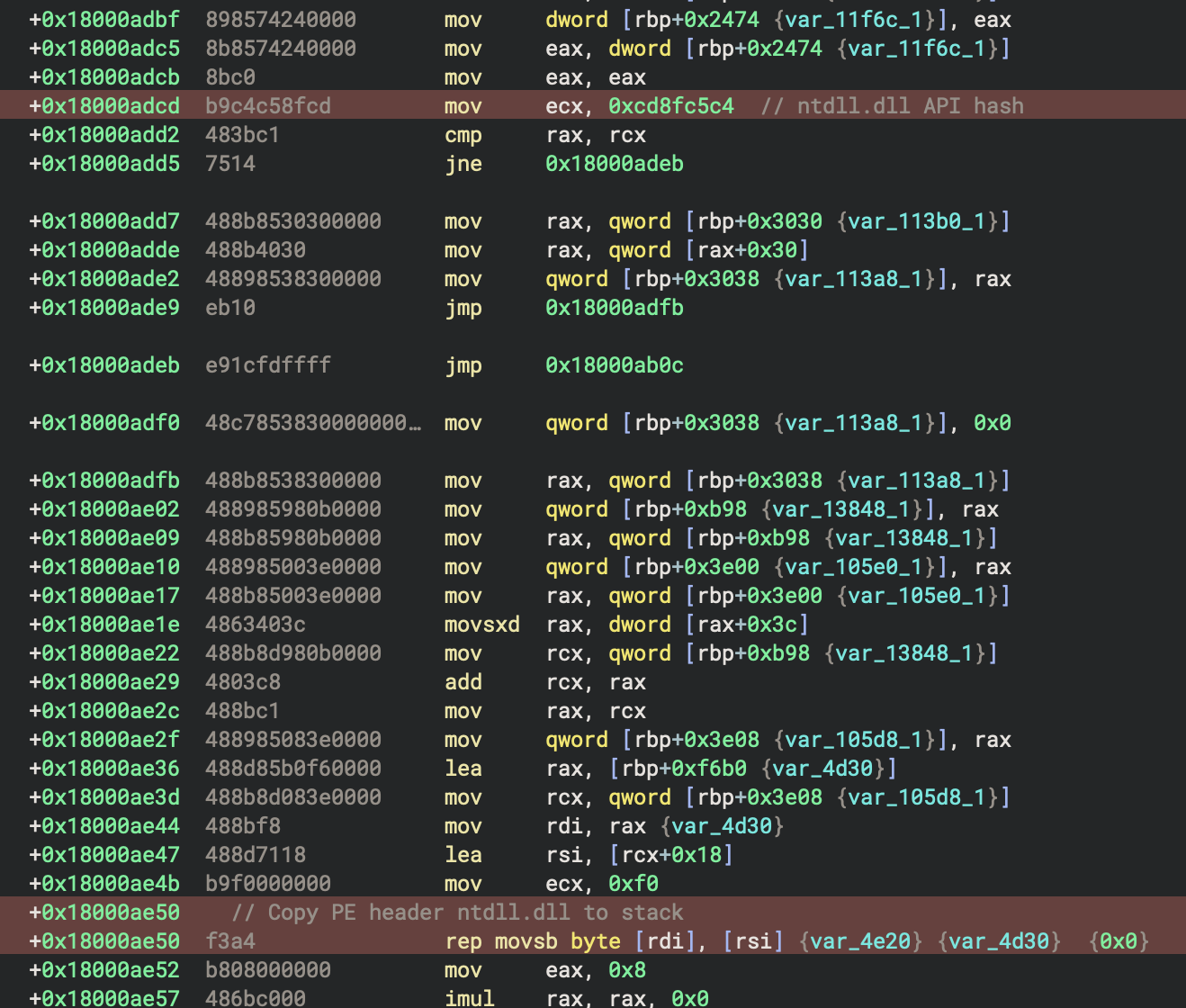 API Hash: `ntdll.dll`