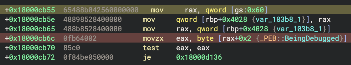 BeingDebugged Flag Check